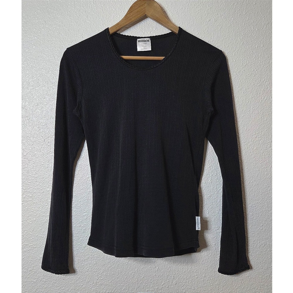 Terramar Thermasilk Black Silk Base Layer Top Lightweight Minimalist Women L